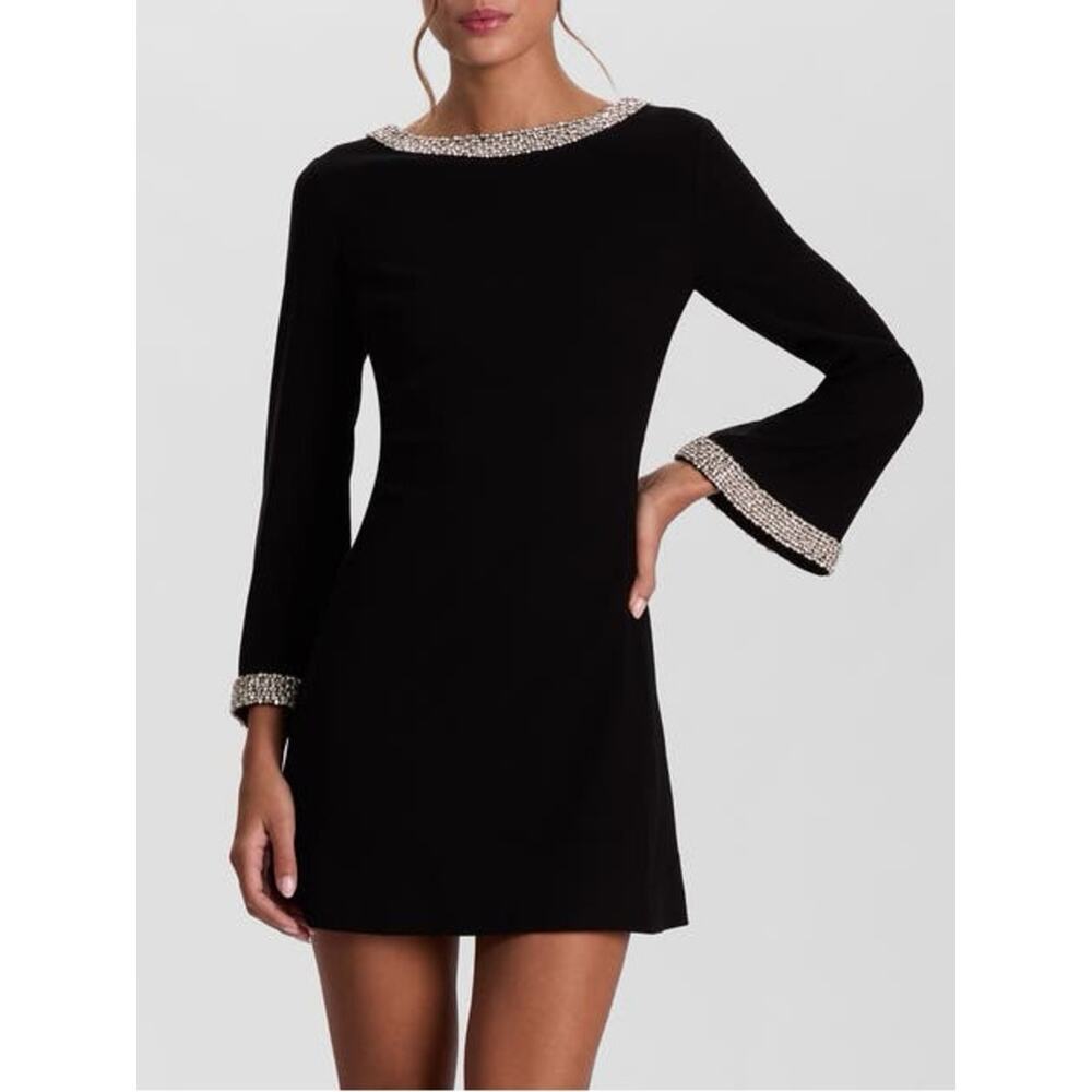 Alice + Olivia Mailynn Embellished Trim Mini Dress 12 - Picture 1 of 11